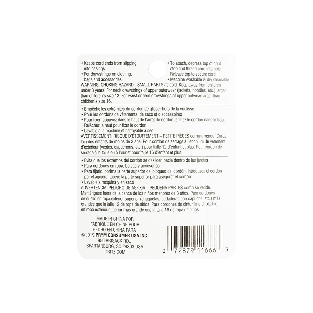 Dritz Black Cord Stops - 2 ct