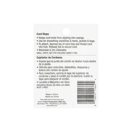 Dritz White Cord Stops - 2 ct
