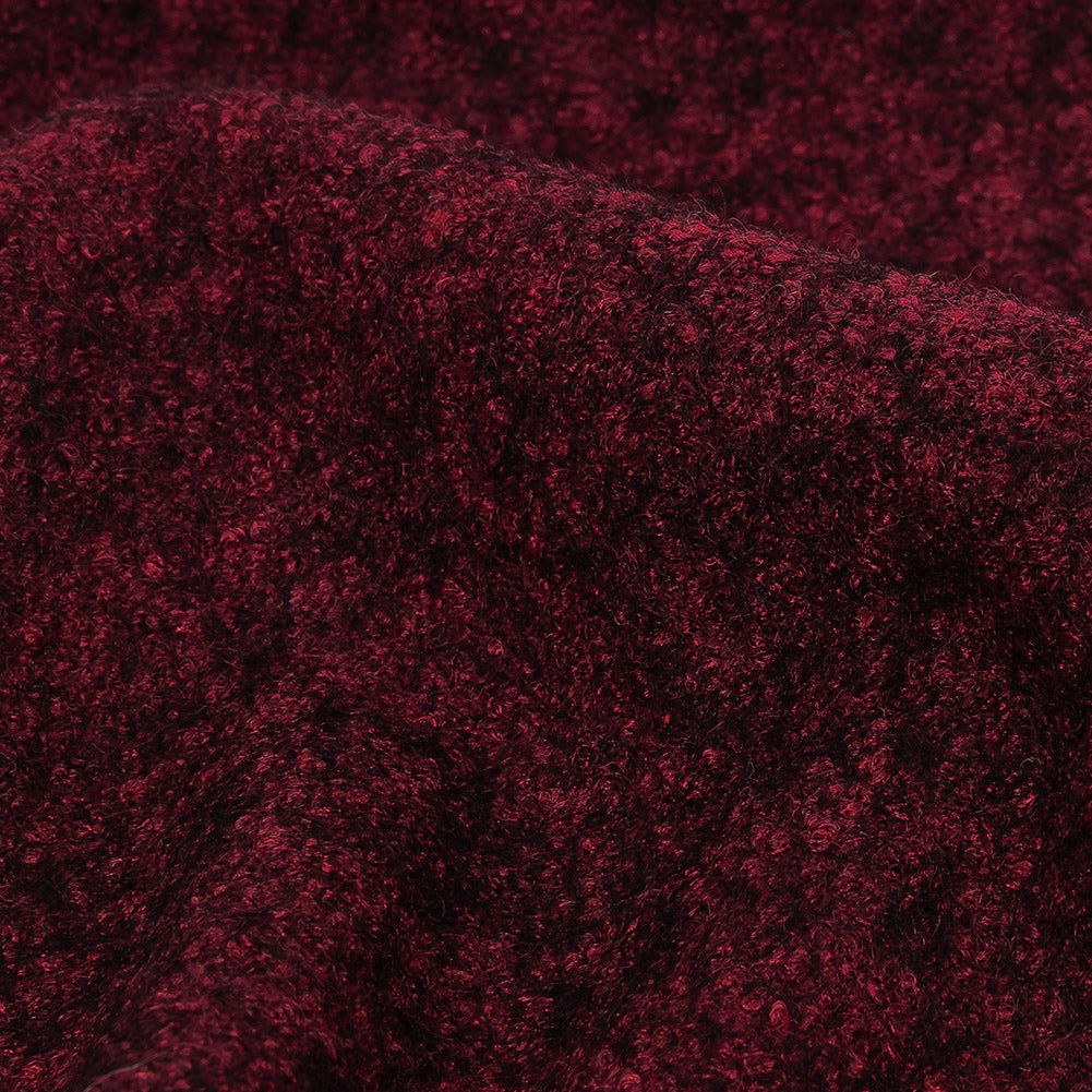 Boiled Wool Coating Fabric - Marbled Windsor Wine Red - Ketil Collection