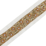 Harvest and Marigold Fancy Beaded Floral Trim on Fine Mesh