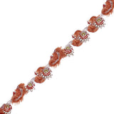 Lilac, Red and Coral Floral Beaded Fringe Trim
