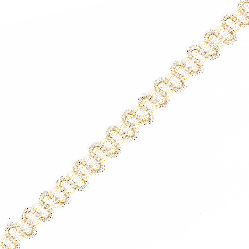 Lustrous Ivory, Champagne and Yellow Metallic Gimp Braided Trim