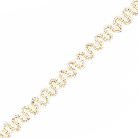 Lustrous Ivory, Champagne and Yellow Metallic Gimp Braided Trim