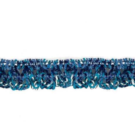 Metallic Moody Blue, Saxony Blue and Ambrosia Fine Crocheted Trim - 0.5"
