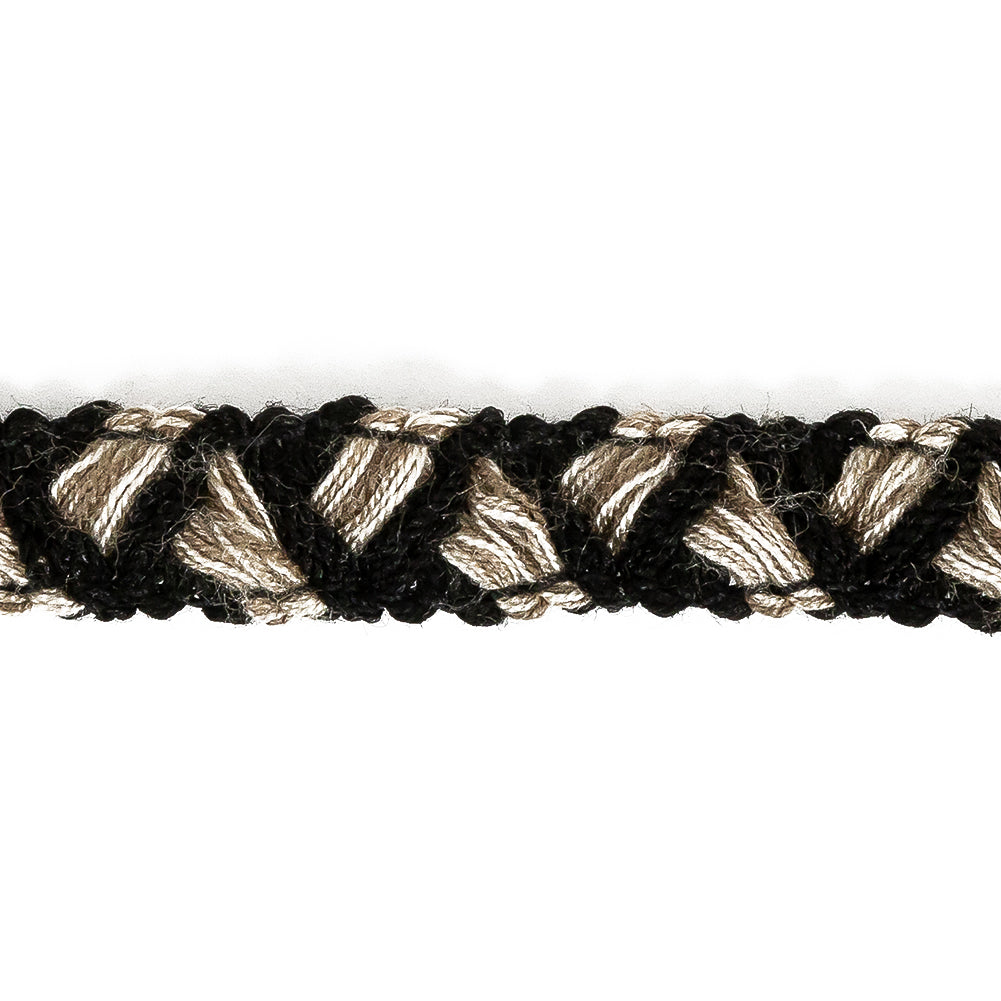 Black and Beige Zig Zag Yarn Trimming - 0.625"