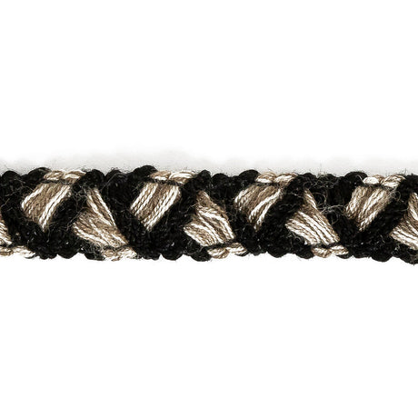 Black and Beige Zig Zag Yarn Trimming - 0.625"