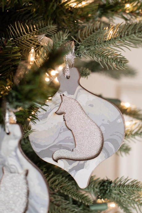 Silver Animal Silhouette Ornament 3 Inch Plywood Christmas Decor