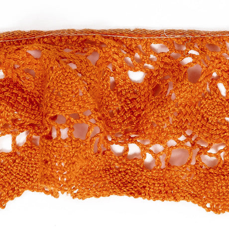 Pumpkin Orange Floral Crocheted Trim - 2.5"