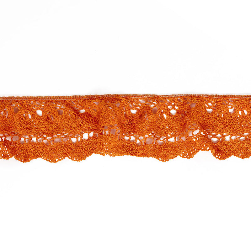 Pumpkin Orange Floral Crocheted Trim - 2.5"