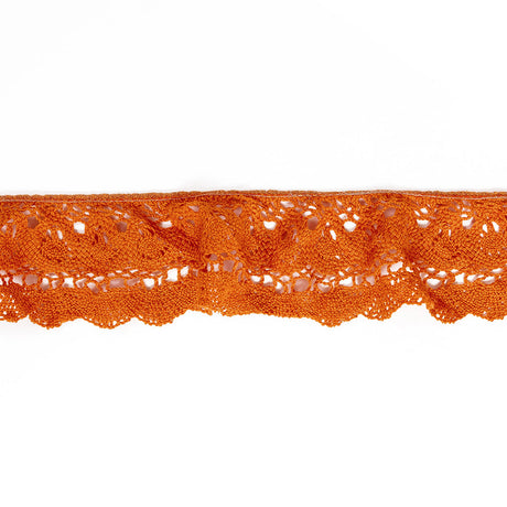 Pumpkin Orange Floral Crocheted Trim - 2.5"