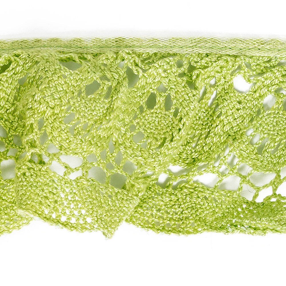 Lucky Green Floral Crocheted Trim - 2.5"
