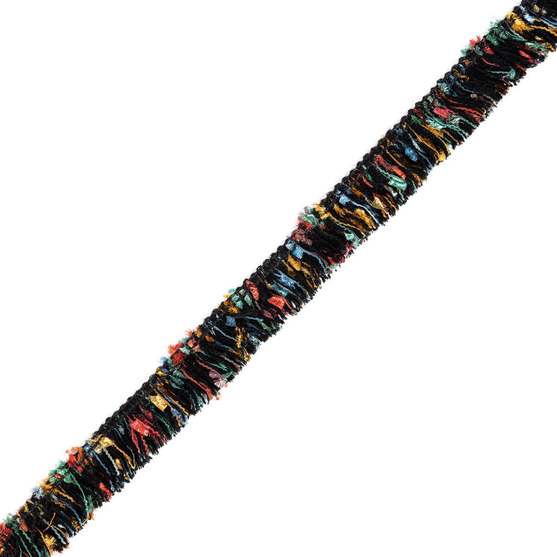 Rainbow and Black Chenille Trim - 1"