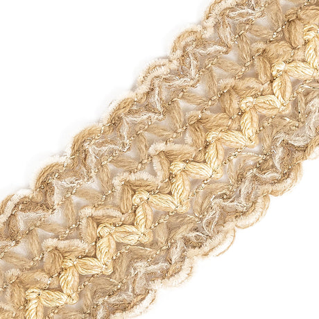 Beige, Tan and Tannin Metallic Mohair and Lurex Trim - 2"