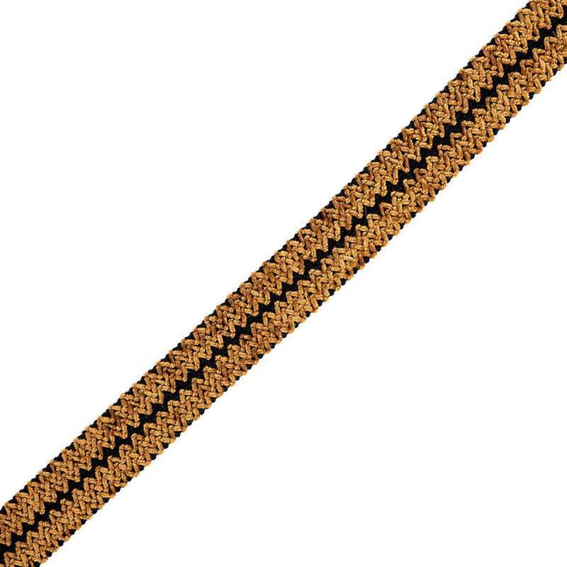 Amber and Black Zig Zag Chenille Trim - 1.375"