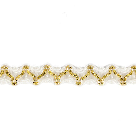 White and Metallic Gold Gimp Braided Trim - 0.375"