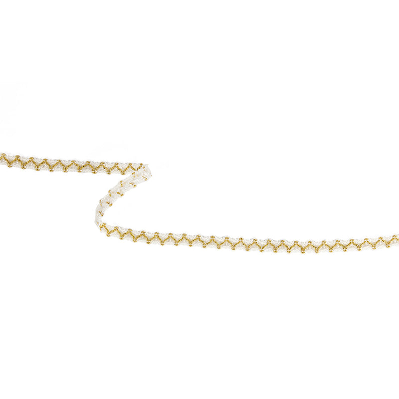White and Metallic Gold Gimp Braided Trim - 0.375"