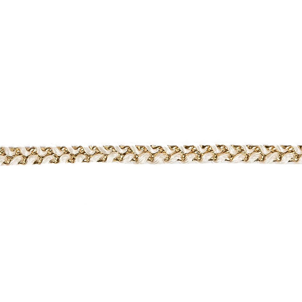 Metallic Gold and White Braided Trim - 0.2"