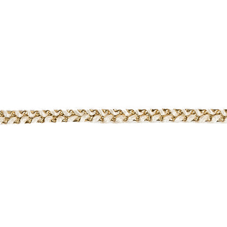 Metallic Gold and White Braided Trim - 0.2"