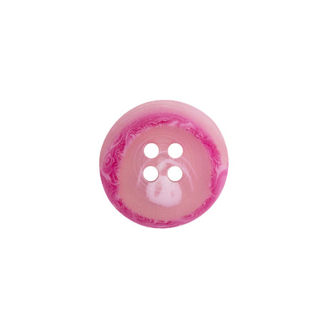 Transparent and Hot Pink Swirl 4-Hole Low Convex Button - 24L/15mm