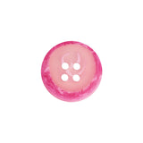 Transparent and Hot Pink Swirl 4-Hole Low Convex Button - 28L/18mm