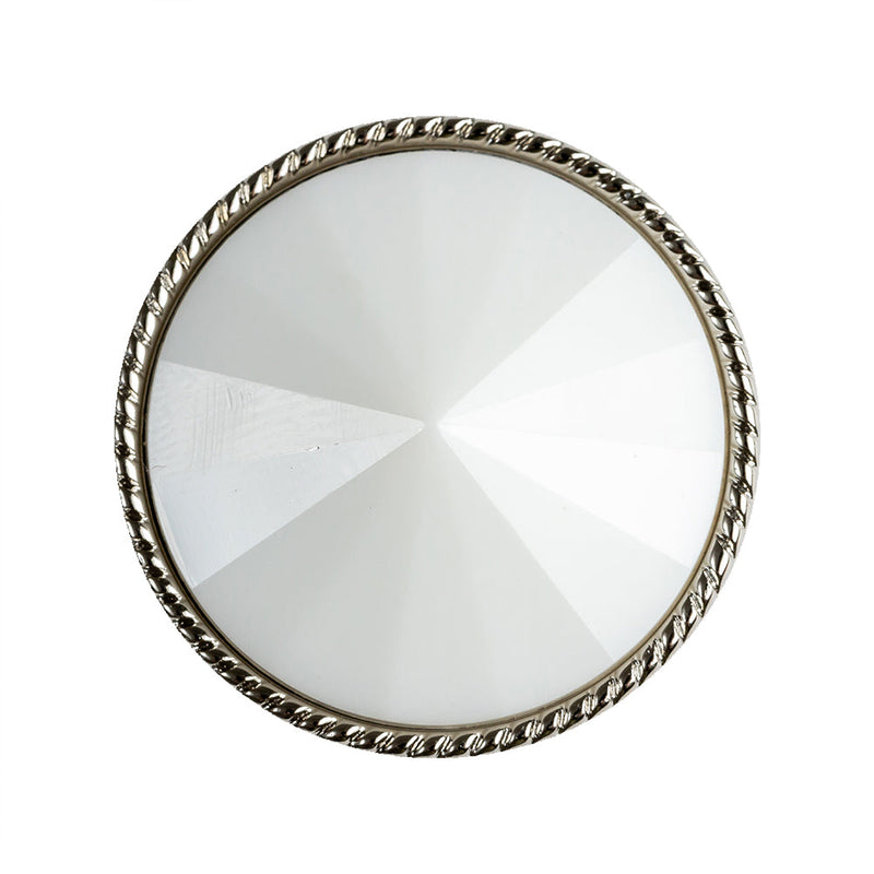 White and Silver 2-Piece Cone-Shaped Shank Back Button - 45L/29mm