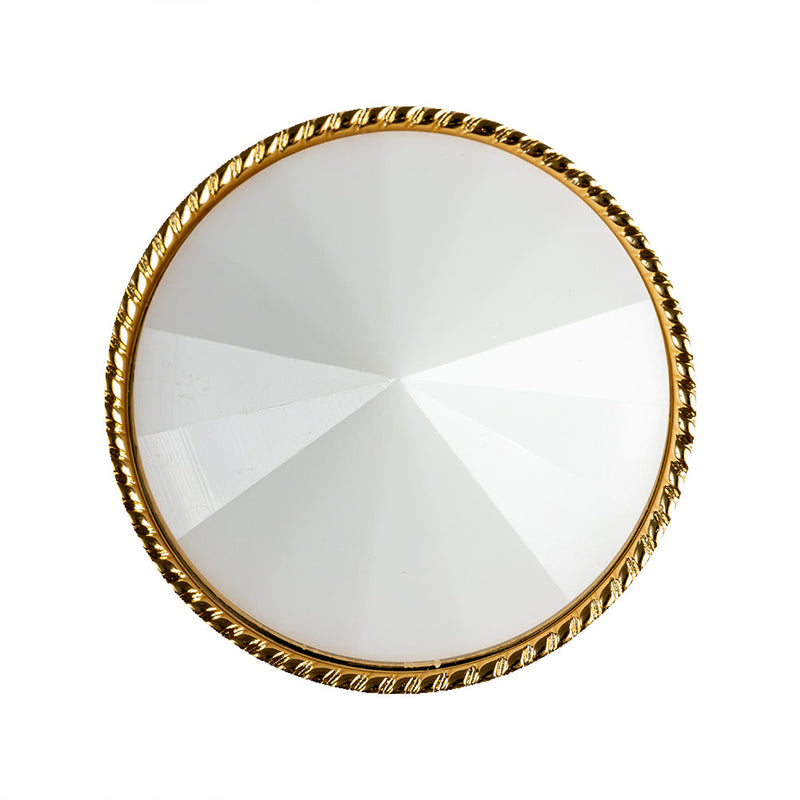White and Gold 2-Piece Cone-Shaped Shank Back Button - 45L/29mm