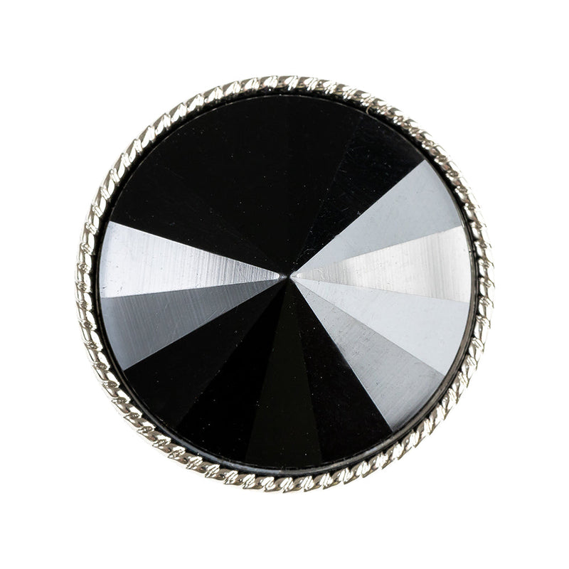 Black and Silver 2-Piece Cone-Shaped Shank Back Button - 45L/29mm