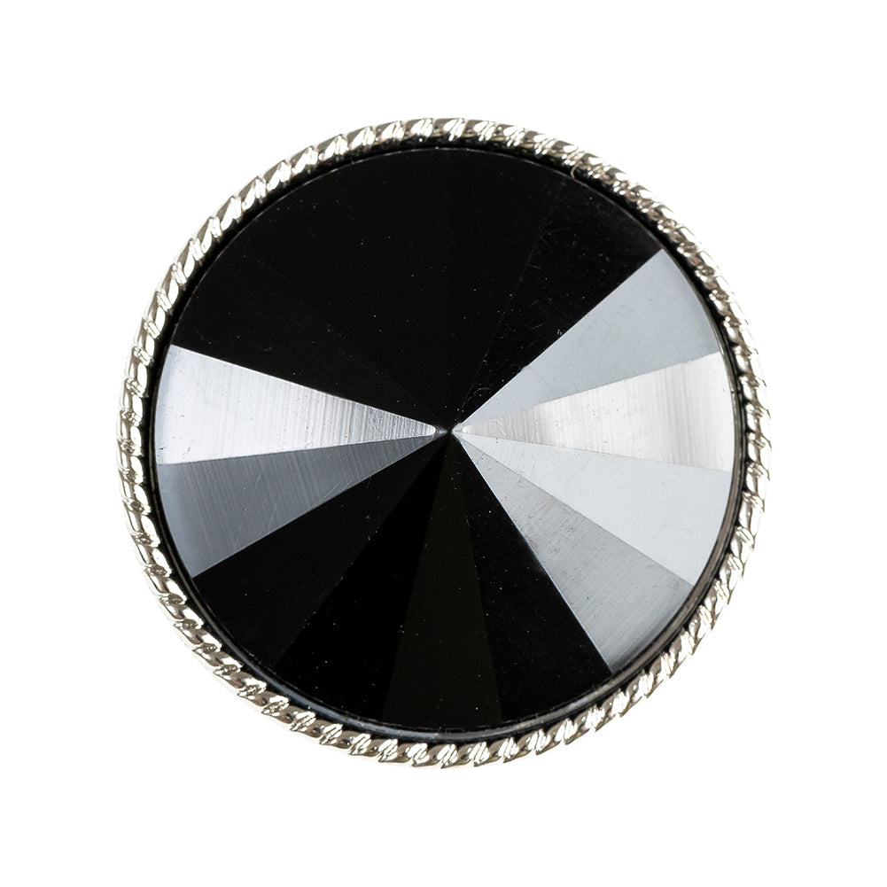 Black and Silver 2-Piece Cone-Shaped Shank Back Button - 45L/29mm
