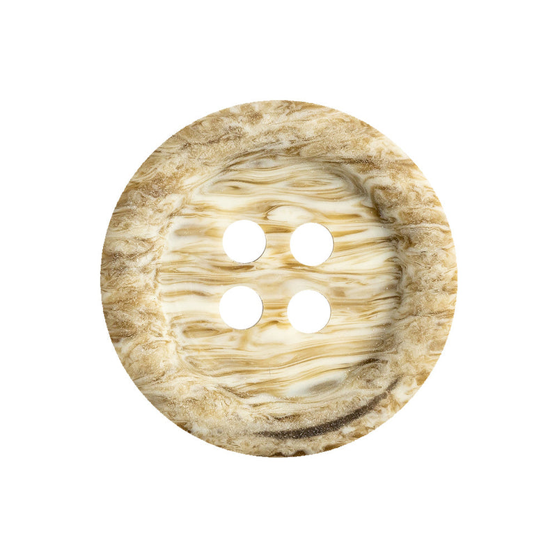 Brown Rice and Bleached Sand Rippled Tire Rimmed 4-Hole Button - 40L/25.5mm