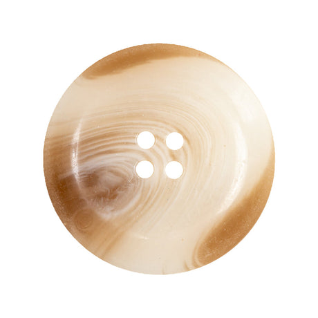 Milky White and Rawhide Translucent Swirl 4-Hole Plastic Saucer Button - 44L/28mm