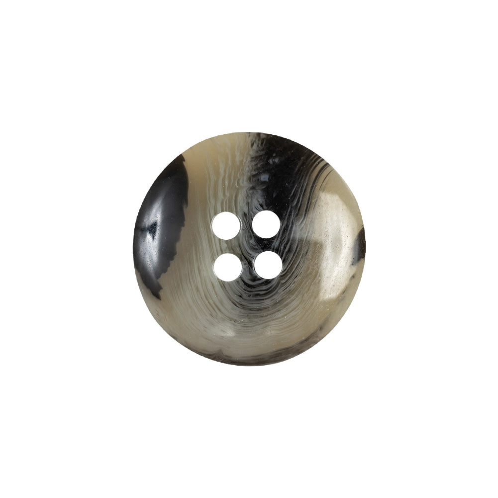 Black and Kelp Swirl 4-Hole Low Convex Plastic Button - 32L/20mm