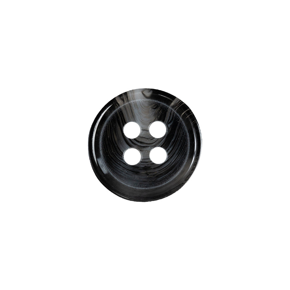 Inkblot, Silver Cloud and Translucent 4-Hole Tire Rimmed Plastic Button - 24L/15mm