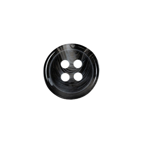 Inkblot, Silver Cloud and Translucent 4-Hole Tire Rimmed Plastic Button - 24L/15mm