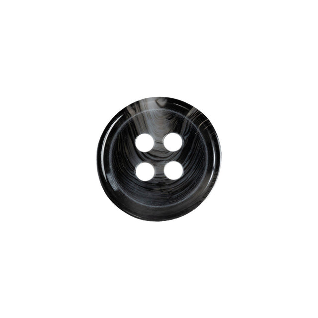 Inkblot, Silver Cloud and Translucent 4-Hole Tire Rimmed Plastic Button - 24L/15mm