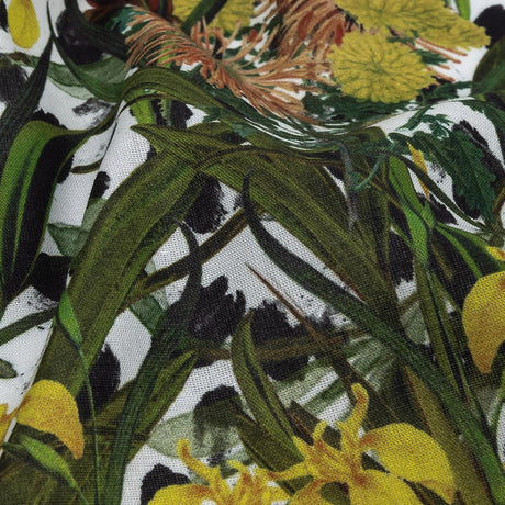 Mercerized Organic Egyptian Cotton Voile - Spotted Iris and Chrysanthemums - Toulouse Collection