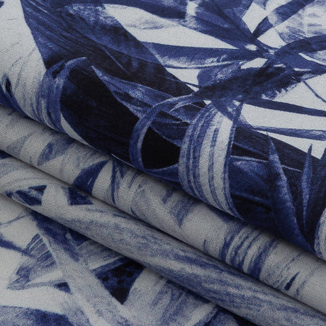 Mercerized Organic Egyptian Cotton Shirting - Blue and Cool Gray Tropical Oasis - Ravello Collection