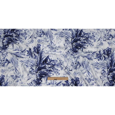 Mercerized Organic Egyptian Cotton Shirting - Blue and Cool Gray Tropical Oasis - Ravello Collection