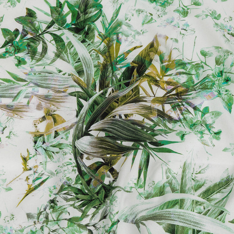 Mercerized Organic Egyptian Cotton Shirting - Green and Yellow Tropical Oasis - Ravello Collection