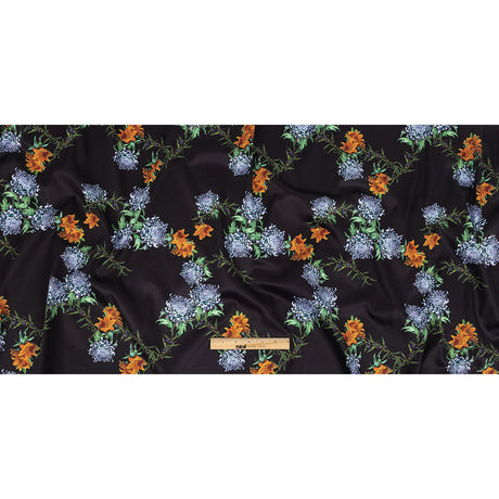 Mercerized Organic Egyptian Cotton Shirting - Tiger Lilies and Chrysanthemums - Ravello Collection