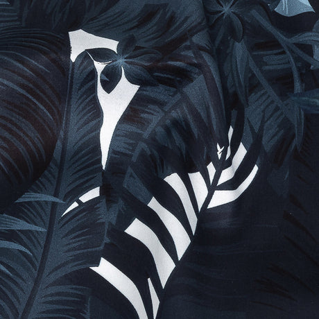 Mercerized Organic Egyptian Cotton Shirting - Total Eclipse Tropical Leaves - Ravello Collection