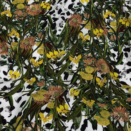 Organic Viscose Batiste - Spotted Iris and Chrysanthemums - Loreto Collection