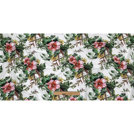Organic Viscose Batiste - Coral Florals and Foliage - Loreto Collection