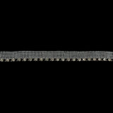 Vintage Crystal, Black and Silver 1 Row Circular Rhinestones on White Mesh Trimming - 0.75"