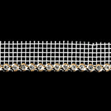 Vintage Crystal and Gold 1 Row Circular Rhinestones on White Mesh Trimming - 0.75"