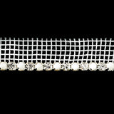 Vintage Crystal, Silver and Frosted Glass 1 Row Circular Rhinestones on White Mesh Trimming - 0.625"