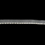 Vintage Crystal, Silver and Frosted Glass 1 Row Circular Rhinestones on White Mesh Trimming - 0.625"