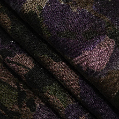 Italian Shimmering Purple and Gray Floral Vegan Crinkled Woven