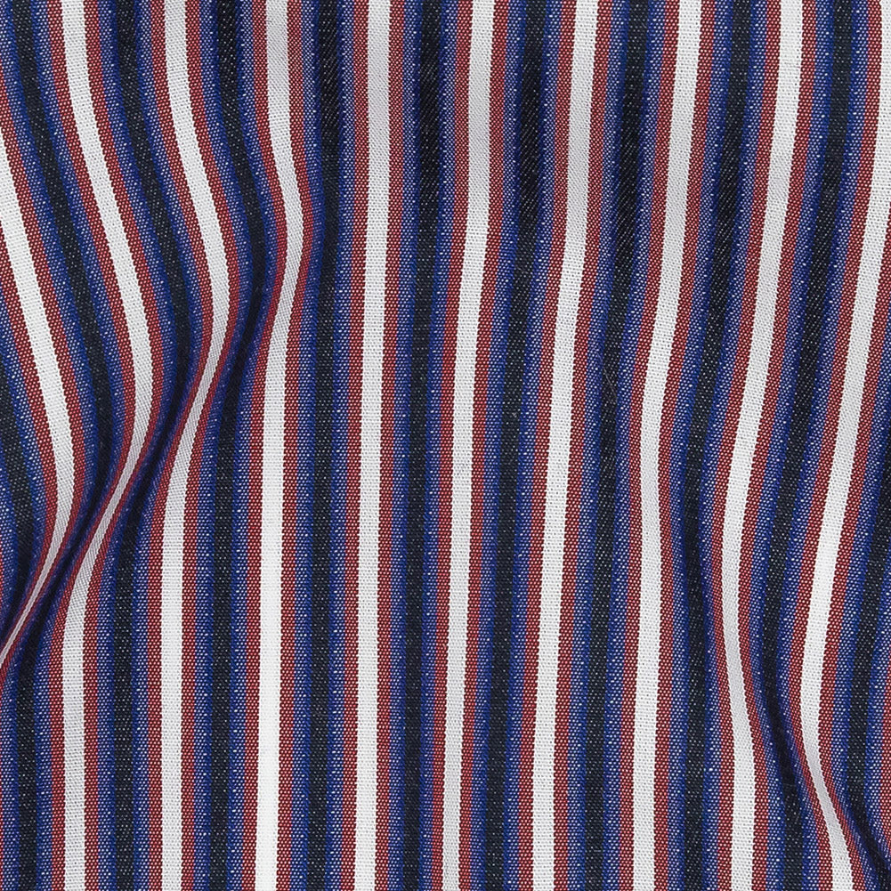 Red, White, and Blue Striped Cotton Shirting