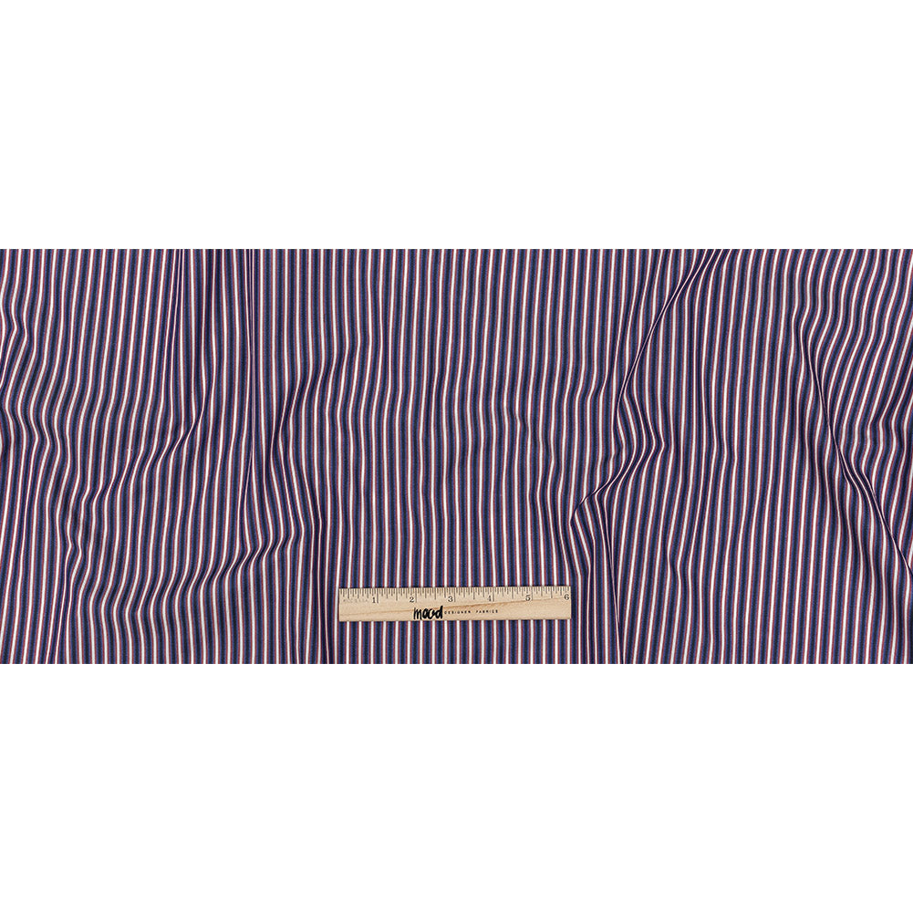 Red, White, and Blue Striped Cotton Shirting