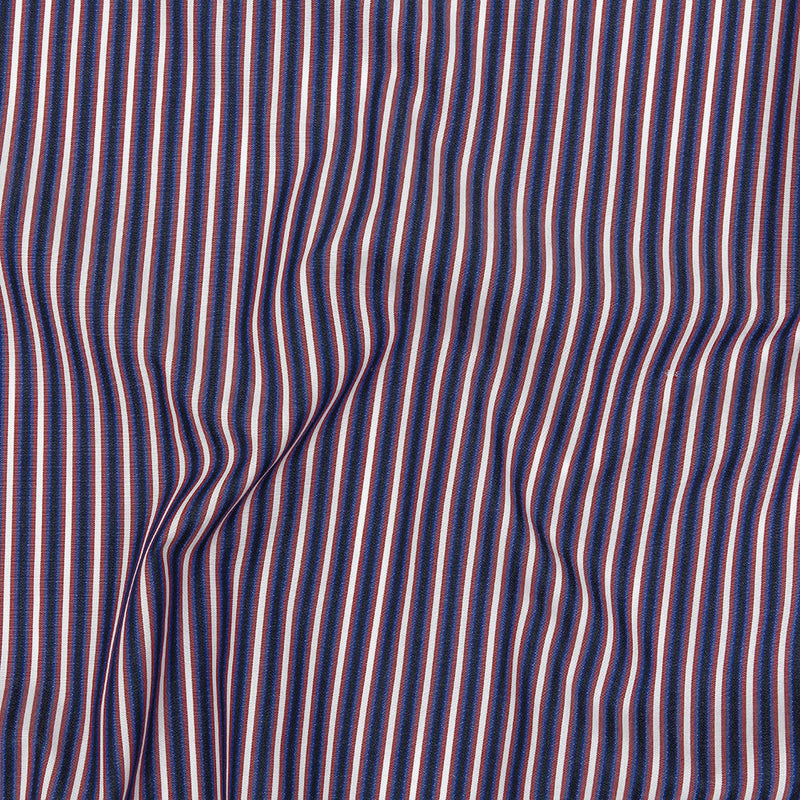 Red, White, and Blue Striped Cotton Shirting